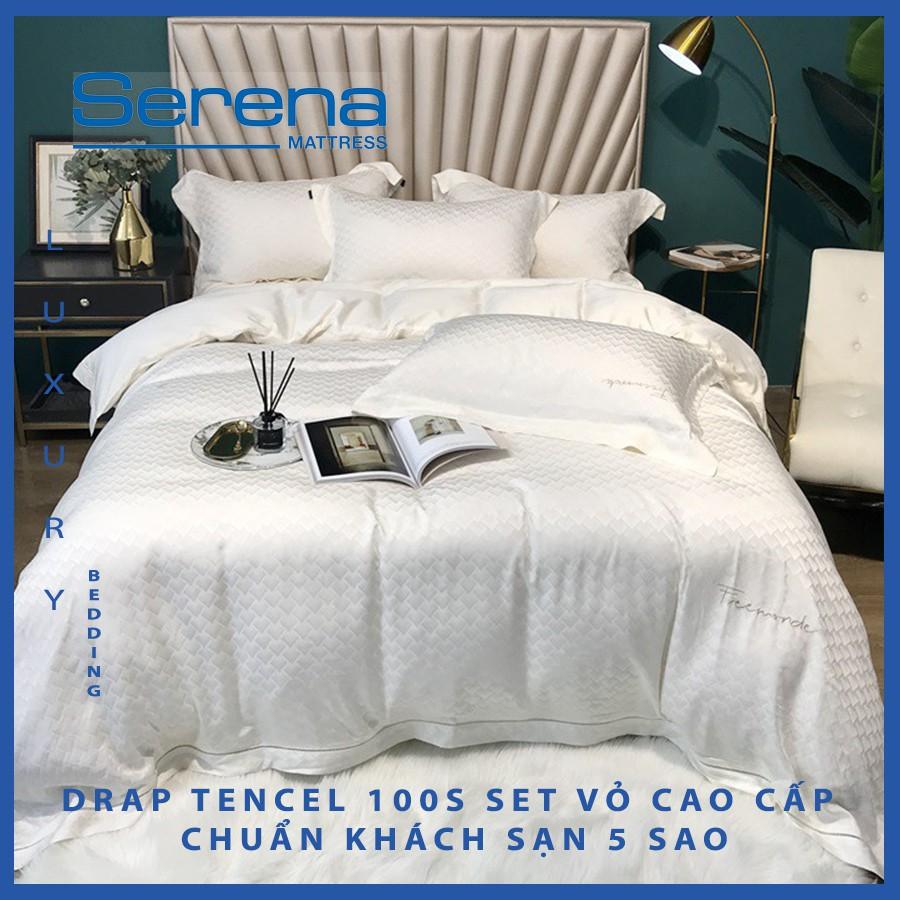 Bộ Chăn Ga Drap Ra Gối Nệm Đệm Lụa Tencel 100s SERENA Drap Ga Trải Giường Tencel 100s Cao Cấp - Hệ Thống Nệm