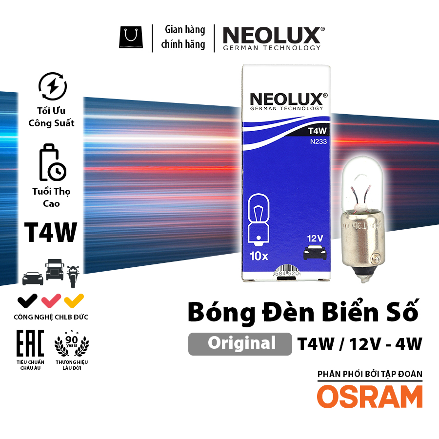Combo 10 Bóng Đèn Soi Biển Số Chân Cài OSRAM NEOLUX Lắp Đèn Định Vị, Đèn Trần, Đèn Đồng Hồ Xe Ô Tô Xe Máy - Nhập Khẩu Chính Hãng