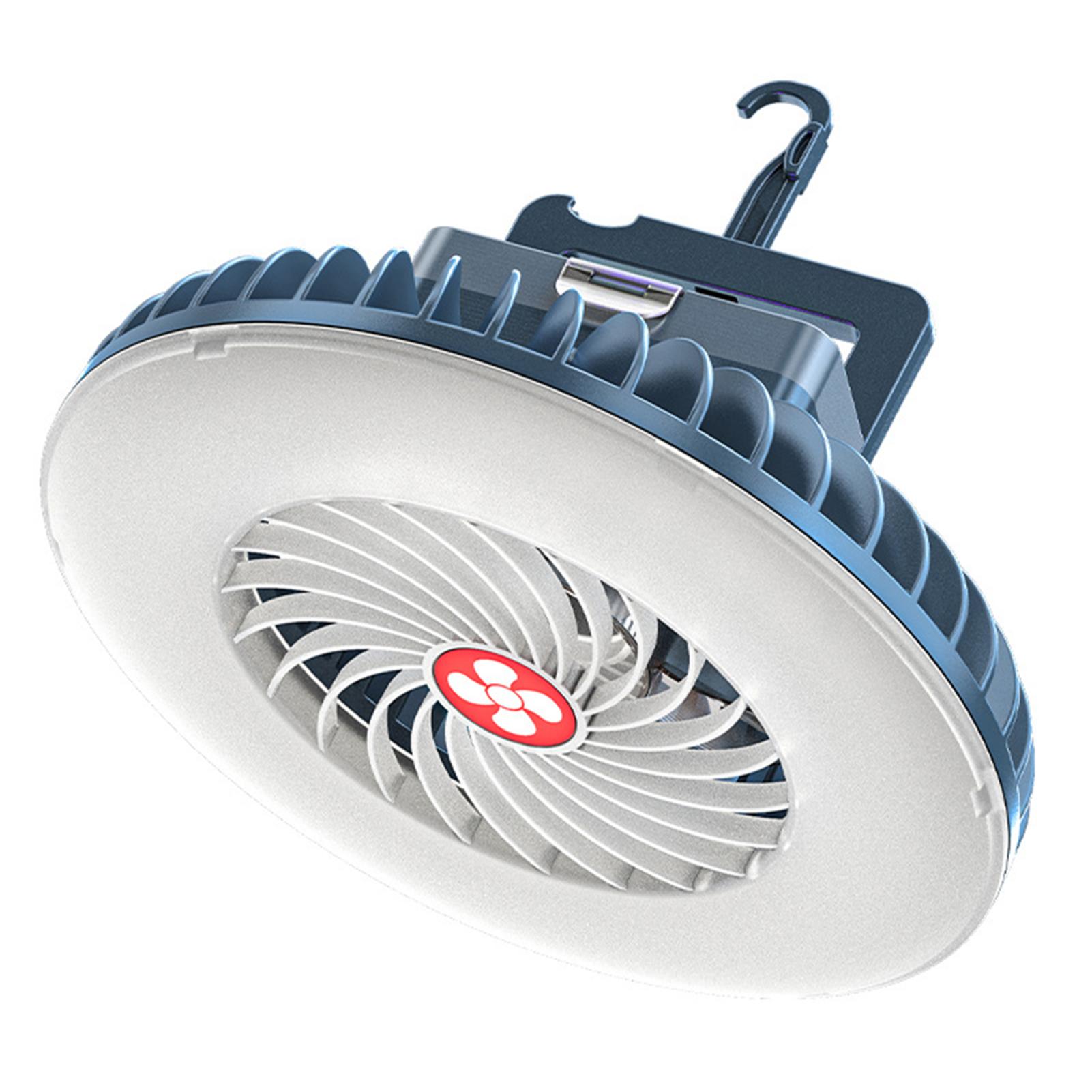 Portable Camping Fan with Foldable Tripod LED Lantern Mini Desk Fan USB 2400mAh Batteries Operated Lamp Fan with Hook