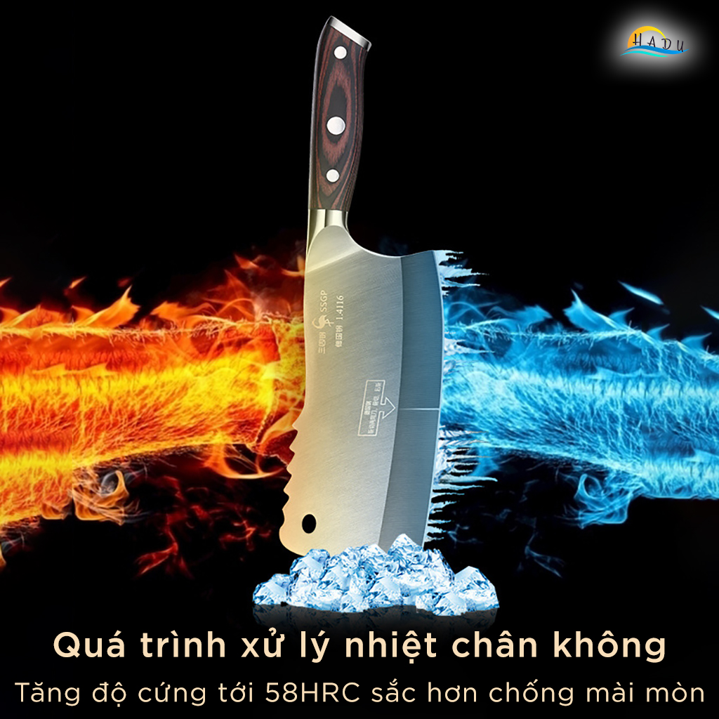 Dao Chặt Xương Thịt Gà Kiểu Nhật Bản Tay Cầm Gỗ Kèm Răng Cưa Cao Cấp Đạt Chất Lượng Đức SSGP