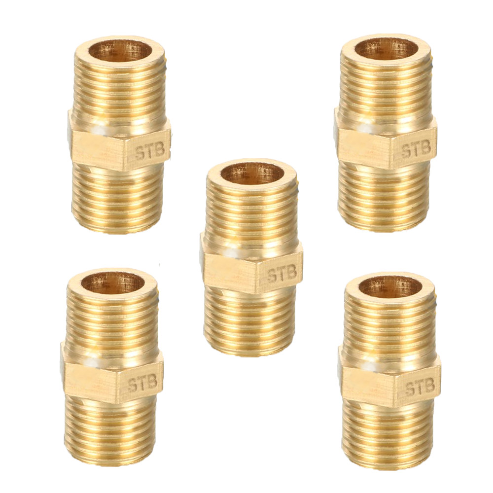 Combo 5 kép thu hai đầu ren ngoài (Brass pipe fitting reducing-hexagon nipple) - Bằng đồng