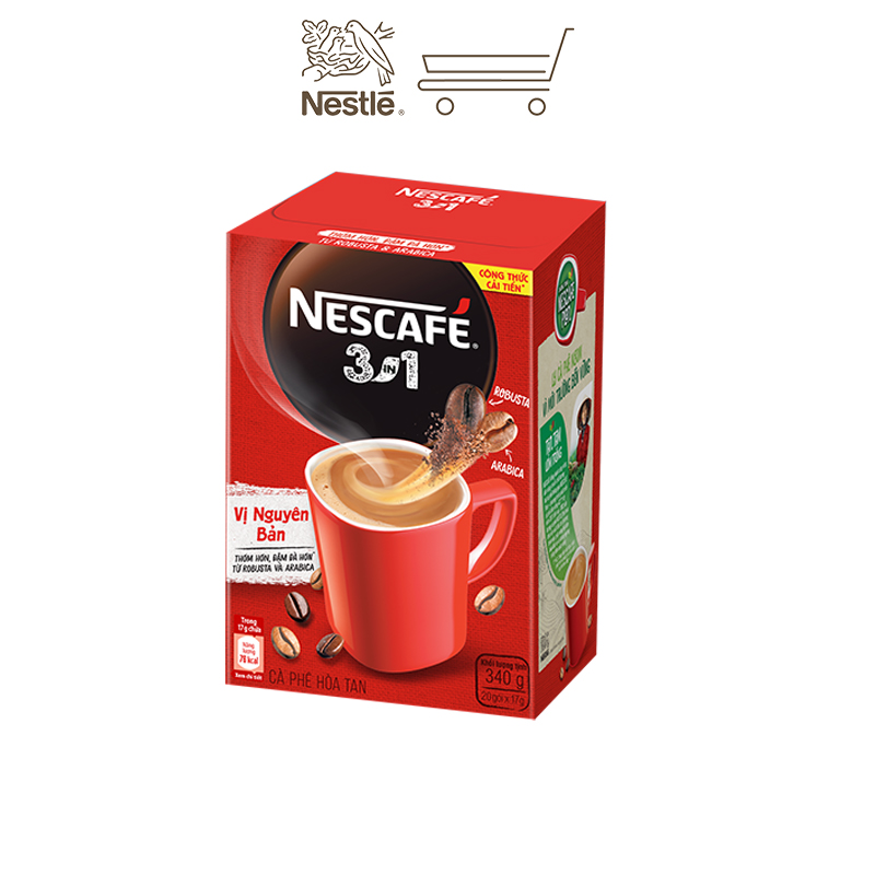 [Quà tặng tháng 11 - Mua 1 Tặng 1 Bộ 3 Thố thủy tinh] Combo 3 hộp cà phê NESCAFÉ 3IN1 VỊ NGUYÊN BẢN - công thức cải tiến (Hộp 20 gói x 16g)