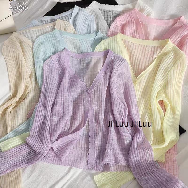 ÁO KHOÁC CARDIGAN CROPTOP LEN THUN LỬNG SUÔNG TRƠN MÀU PASTEL ĐI BIỂN DẠO PHỐ ĐI CHƠI ĐI LÀM ĐI HỌC