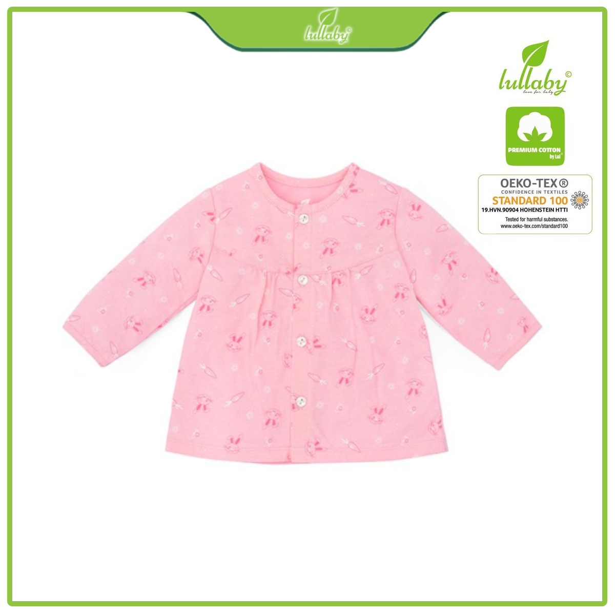 Áo cài giữa Lullaby cho bé gái NH47B Hồng - Hồng ,3-6 tháng