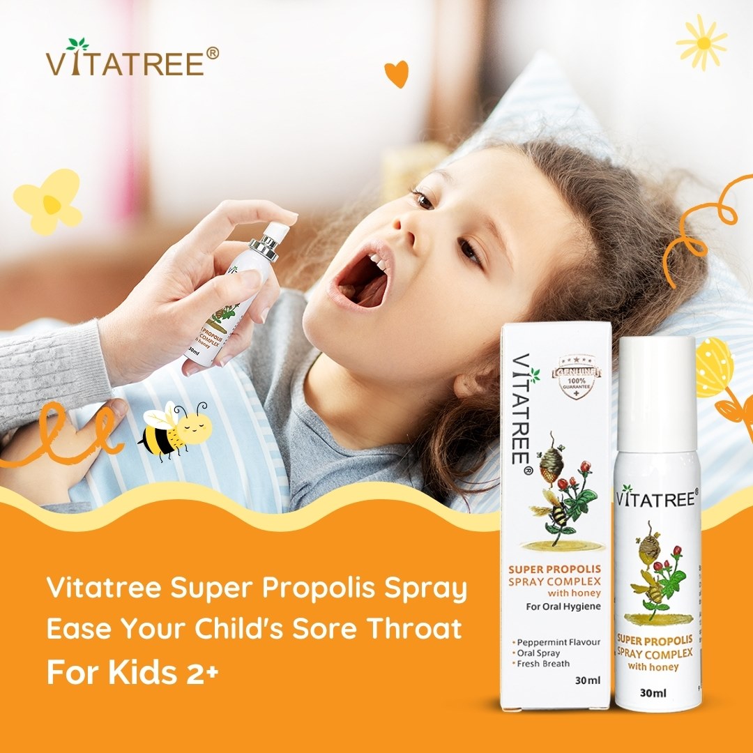 Xịt họng keo Ong Úc Vitatree Super Propolis Spray Complex with Honey 15+ Giúp bổ sung kháng khuẩn tự nhiê, Giảm đau rát viêm họng, ho, nhiệt lỡ miệng - OZ Slim Store