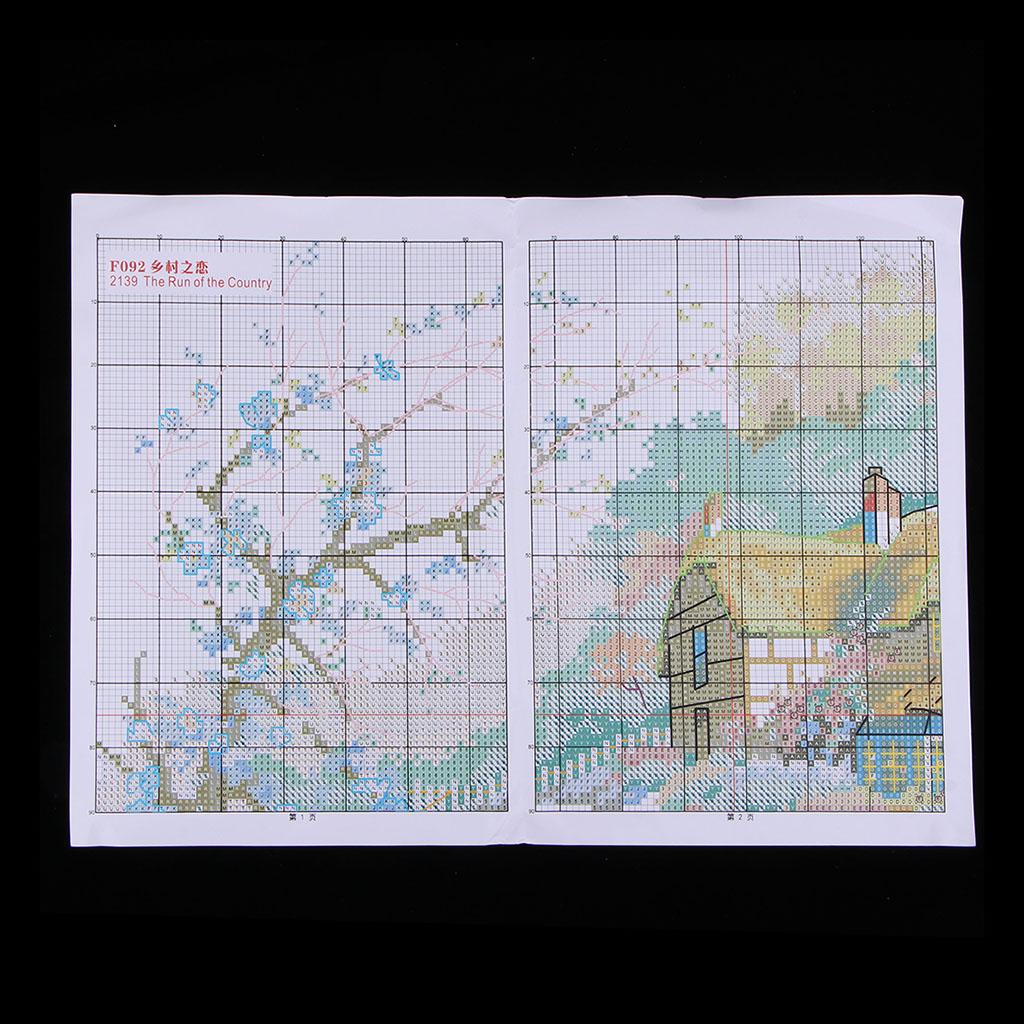 Country Landscape Stamped Counted Cross Stitch Kits for Beginners 11CT DIY
