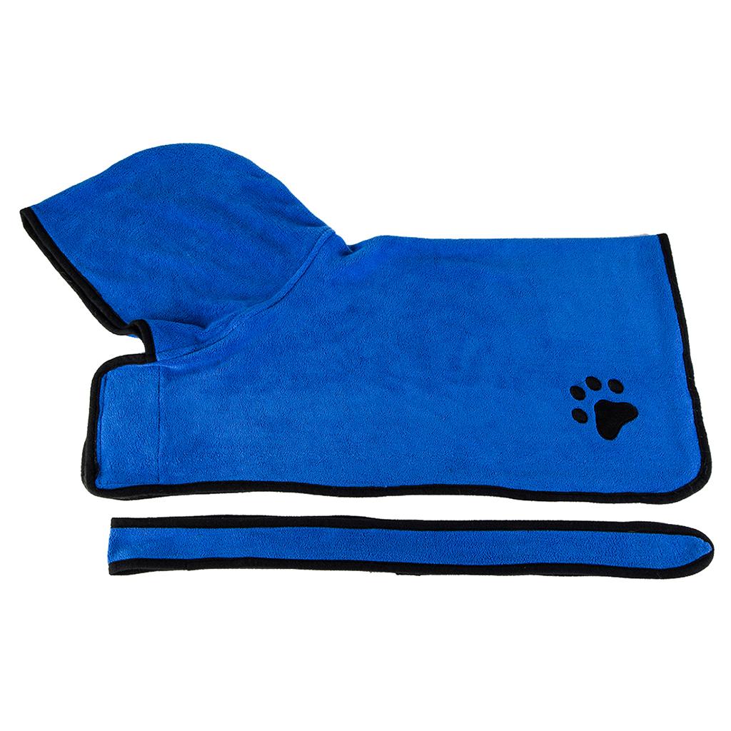 Dog Drying Towel Robe Dog Bathrobe Soft Super Absorbent Blue/Brown