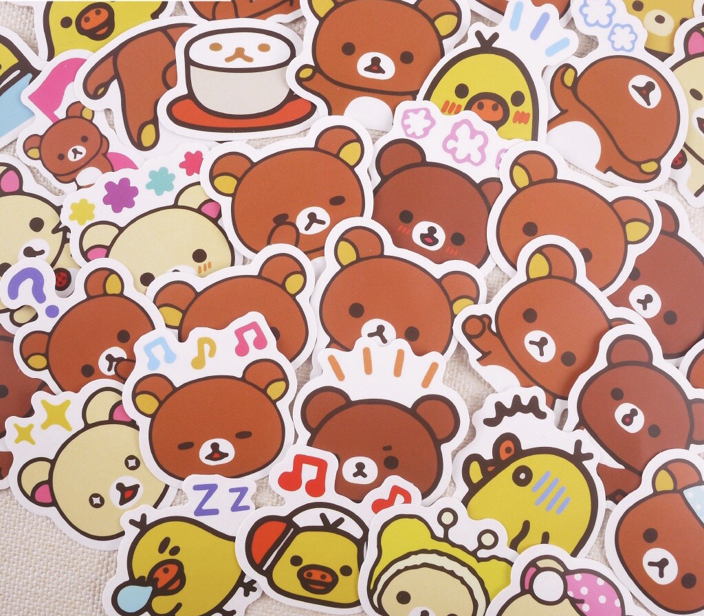 Set 30 sticker Rilakkuma hình dán có ép lụa