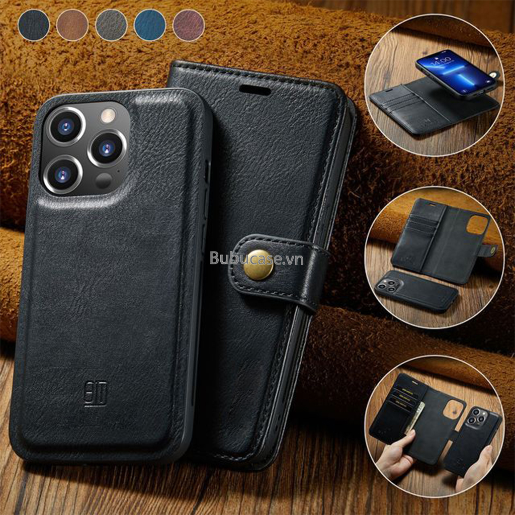 Bao Da Cho Iphone Cao Cấp 2 In 1 - Có Thể Tách Rời Bao Da Và Ốp Lưng Cho 12 Mini/ 12/ 12 Pro/ 12 Promax/ 13/ 13 Pro/ 13 Promax