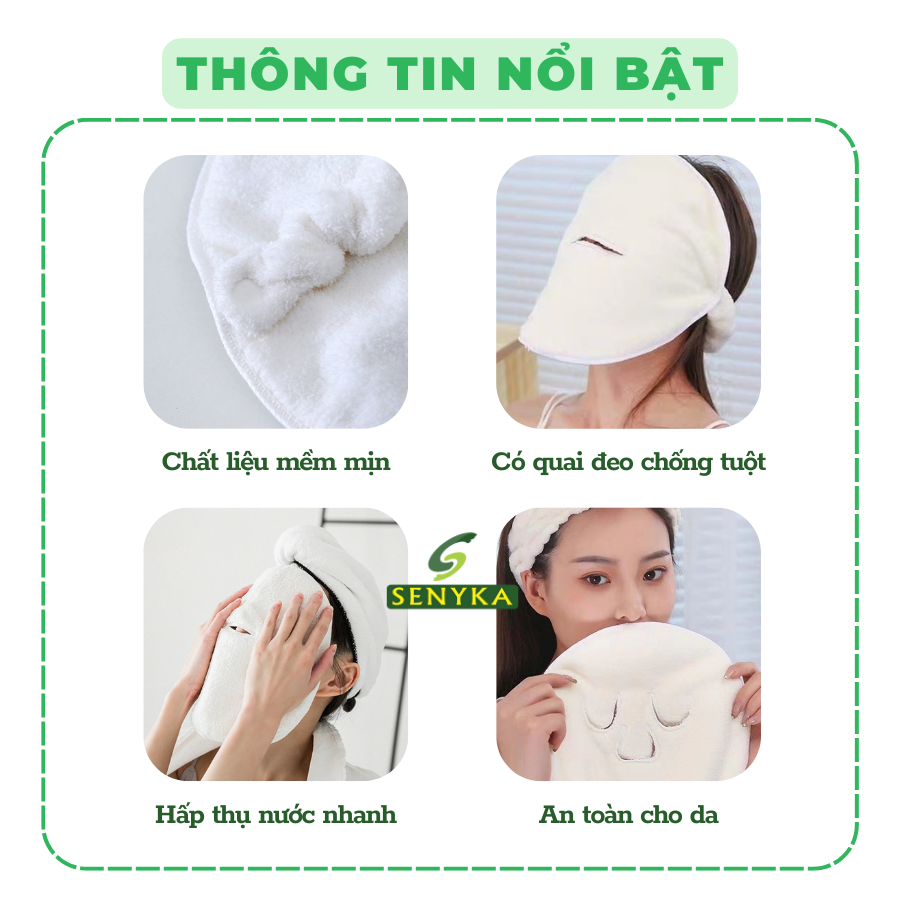Khăn mặt nạ xông hơi, khăn mặt nạ chườm nóng giữ nhiệt thấm hút tốt, thoáng lỗ chân lông, kèm quai đeo mềm mịn CN057