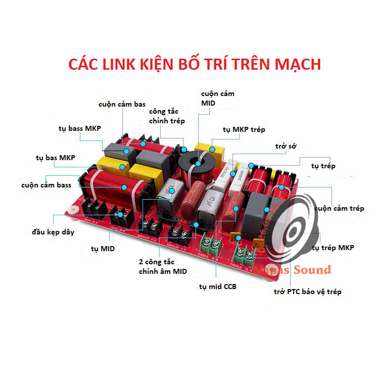 MẠCH PHÂN TẦN LOA ARAY 6 LOA - 2 BASS + 2 MID + 2 TREBLE -  PHÂN TẦN LOA 6 ĐƯỜNG TIẾNG