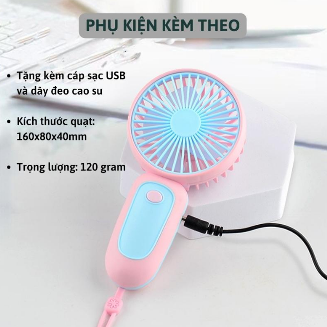 Quạt cầm tay mini sạc điện - Quạt mini cầm tay - Quạt tích điện mini sạc USB Handheld Fan nhỏ gọn, tiện lợi