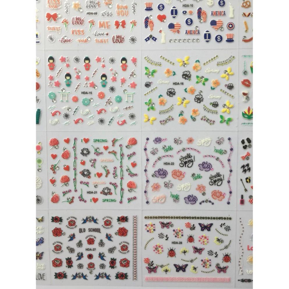 Sticker dán móng hoạt hình dễ thương không độc hại (1 tờ 30-50 hình dán)