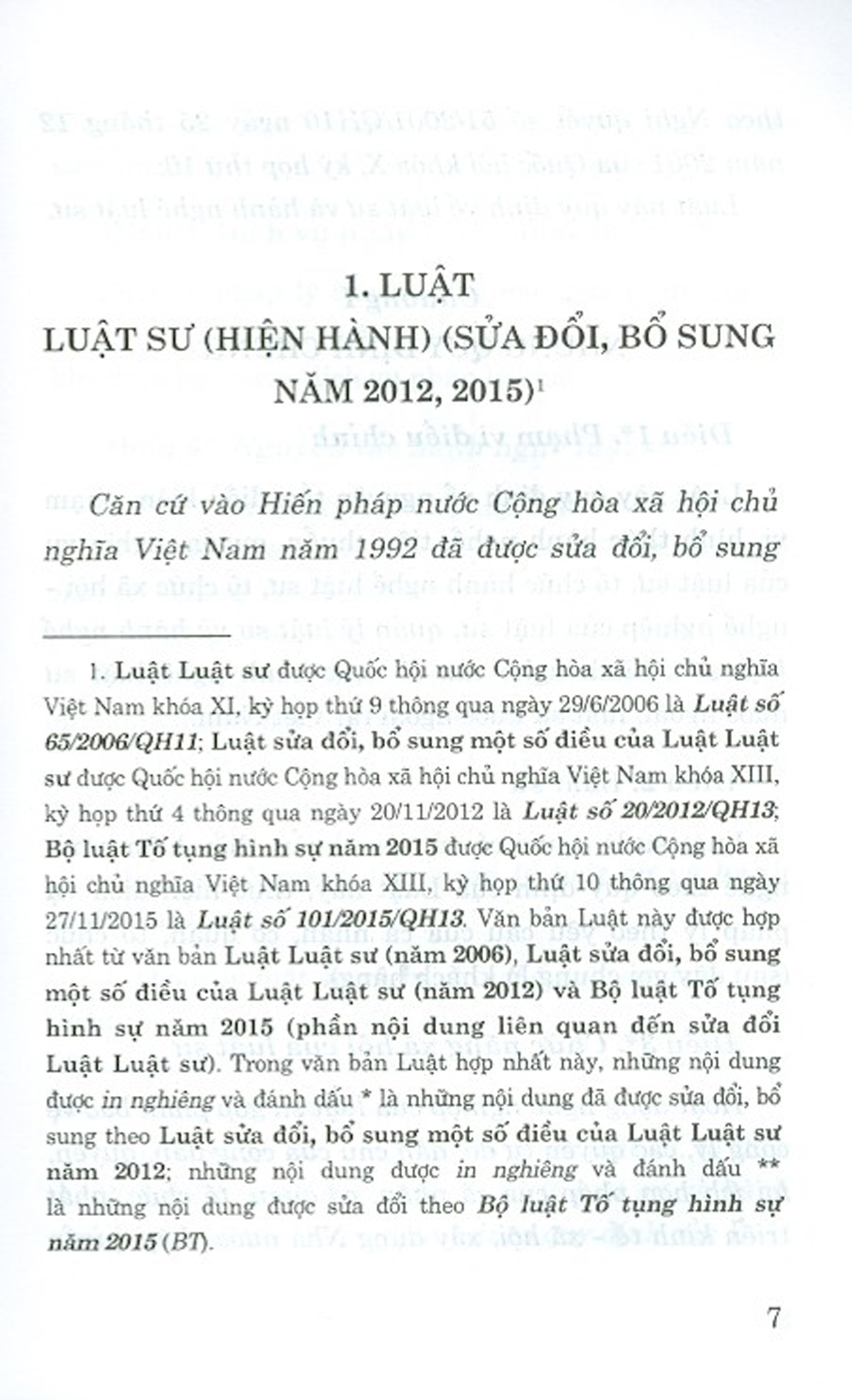 Luật Luật Sư (Hiện Hành) (Sửa Đổi, Bổ Sung Năm 2012, 2015) Và Văn Bản Hướng Dẫn Thi Hành