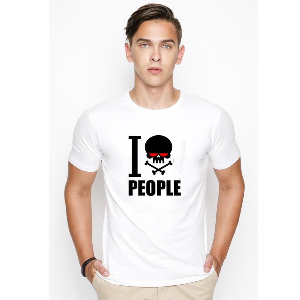 Áo thun nam in hình I love people Hàn Quốc vải dày mịn TEE19S115