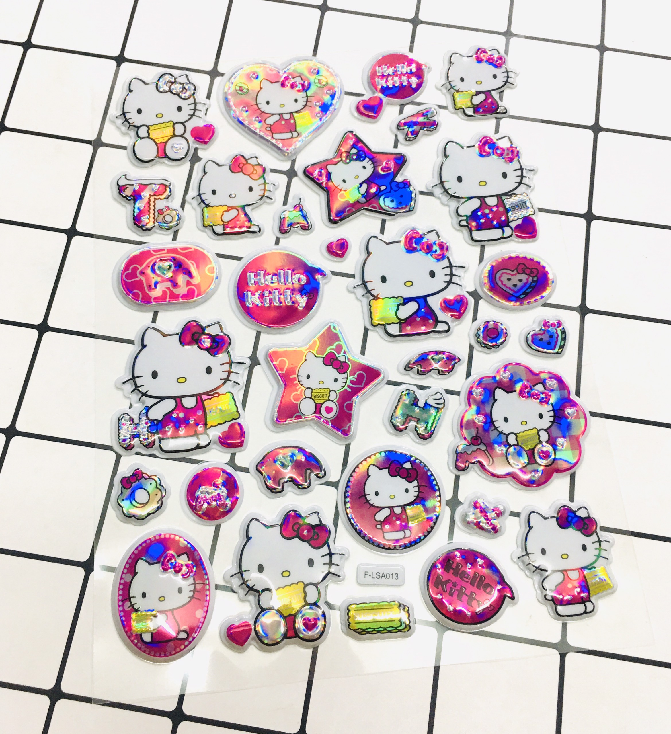 Hình Dán Hello Kitty sticker Nổi 3D set 3 bảng ( 96 miếng ảnh )