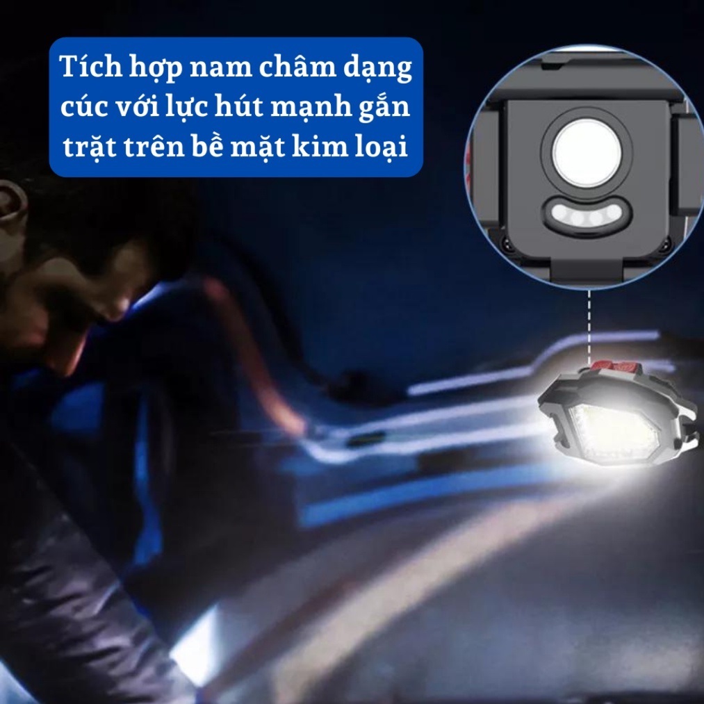 Đèn pin móc khóa đa năng mini 5in1, đèn led siêu sáng, pin sạc, có nam châm, còi cảnh báo - Hàng chính hãng