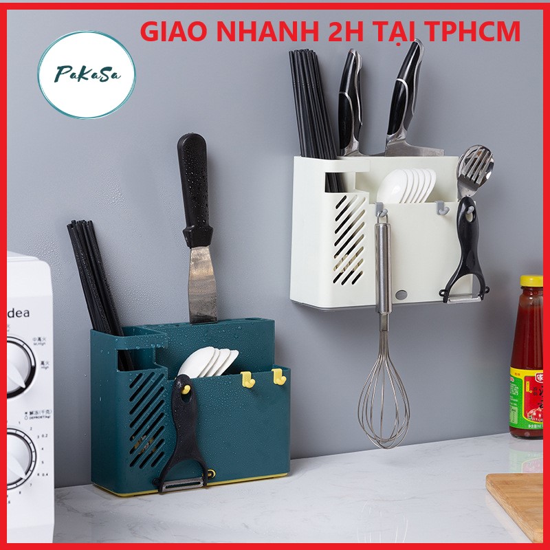 Hộp Đựng Đũa Muỗng Dao Treo Tường Có Móc Treo Tiện Dụng - PaKaSa - Hàng Chính Hãng