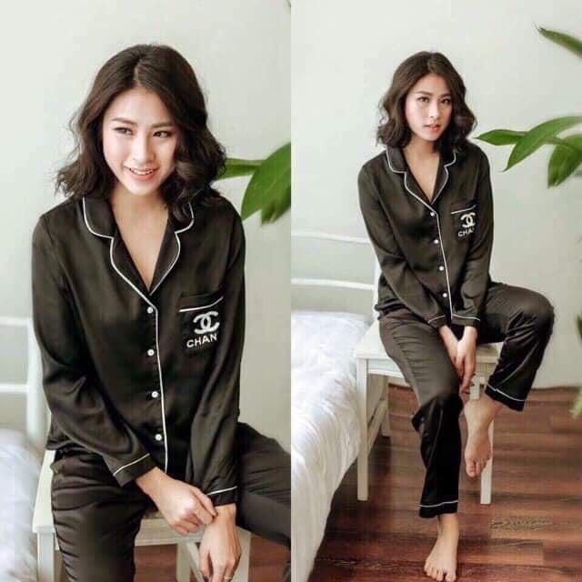 Bộ pijama phi lụa loại 1 cao cấp quần dài tay dài