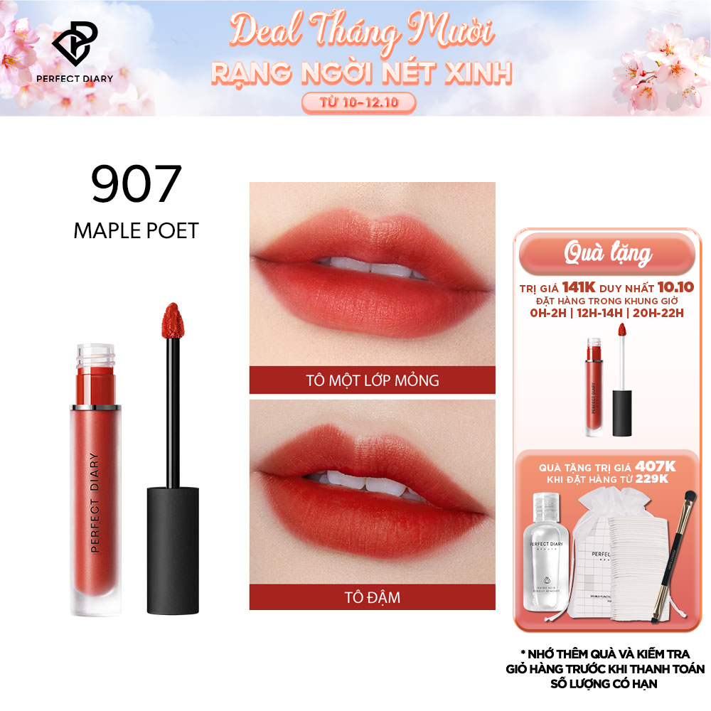 Son Kem Lì Perfect Diary Fog Dreamy Matte Lip Gloss Nhiều Tông Màu Bản Nâng Cấp