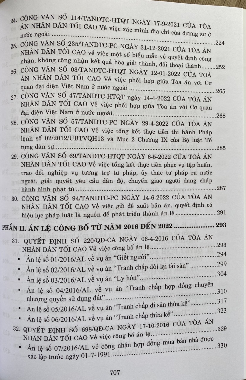 Hệ Thống Án Lệ Và Các Giải Đáp Vướng Mắc Trong Nghiệp Vụ Xét Xử Của Toà Án Nhân Dân Tối Cao Từ Năm 2016 Đến Nay