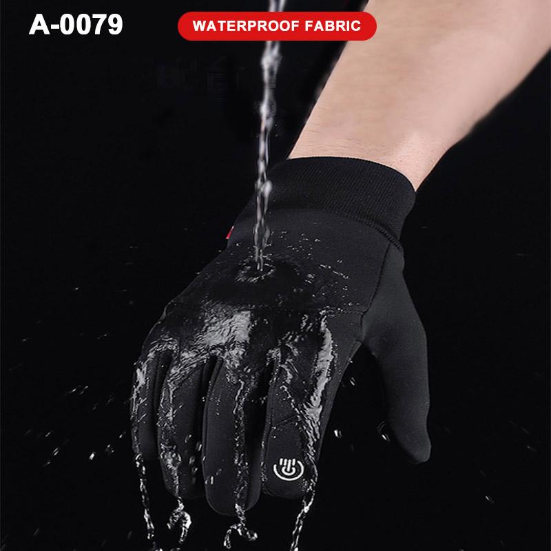 Mùa thu mùa đông cưỡi găng tay ấm áp xe đạp găng tay chạm vào màn hình đầy đủ ngón tay xe đạp chống nước chạy trượt tuyết ngoài trời unisex Color: 01 Black Zipper Size: XL