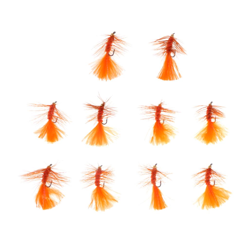 10pcs 1.6''Orange Wooly Bugger Flies Bead Head Nymph Flies Insects Wet Flies