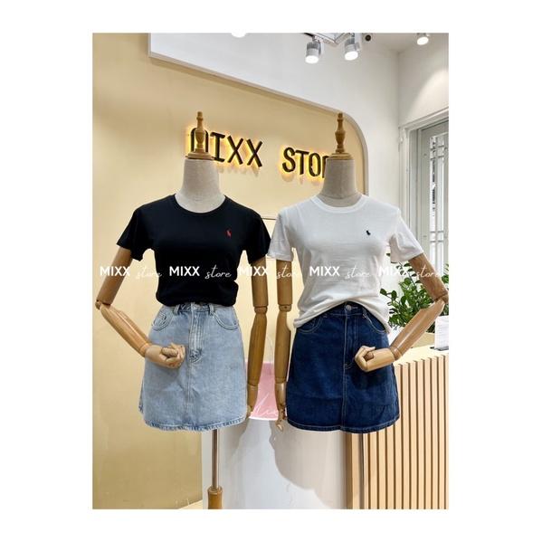 Áo thun nữ polo thêu chất cotton mềm mịn phom vừa người chuẩn xinh