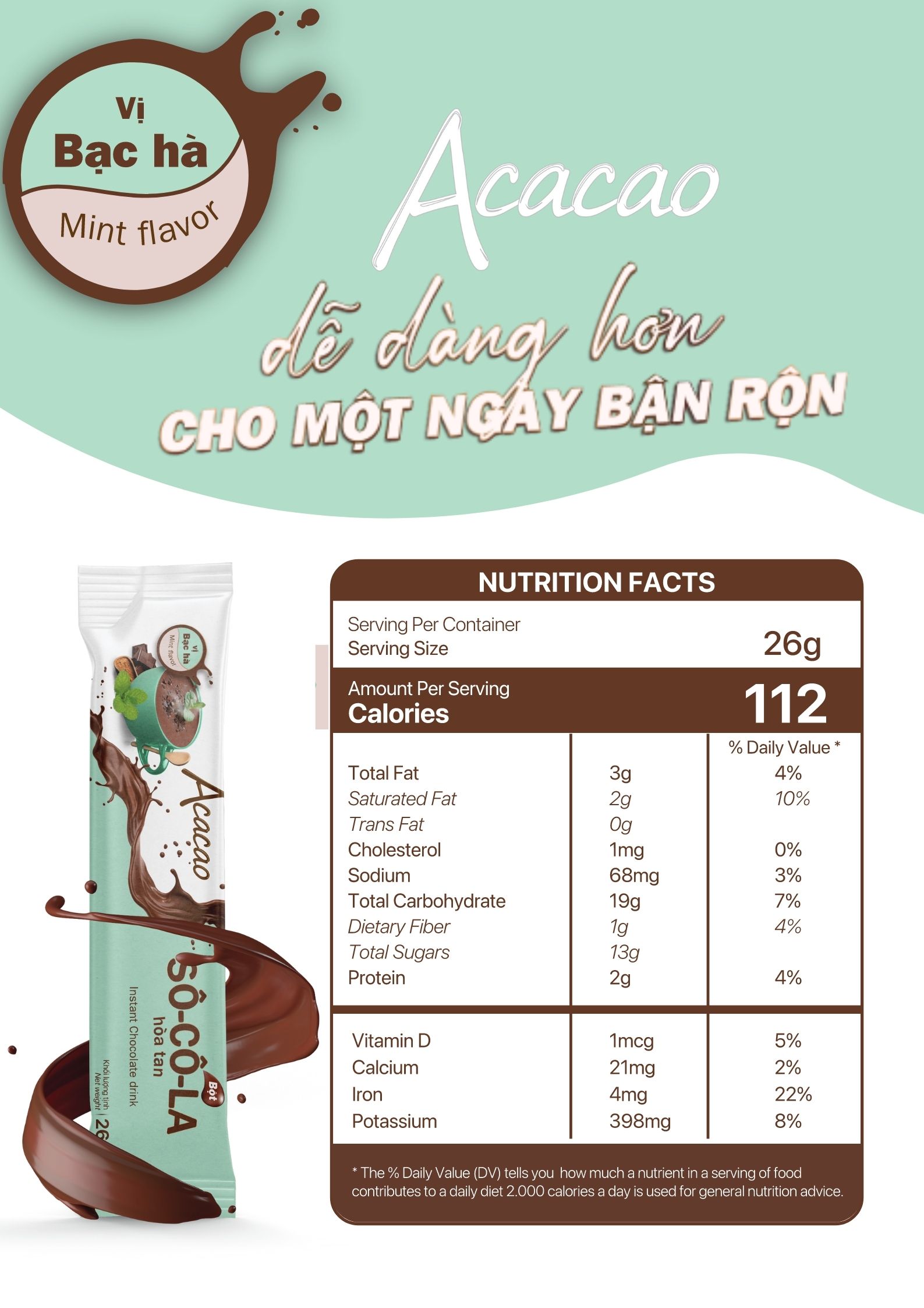 Combo 3 hộp bột Sô Cô La dinh dưỡng VỊ BẠC HÀ, SỮA DỪA và NGUYÊN BẢN phòng ngừa thiếu máu