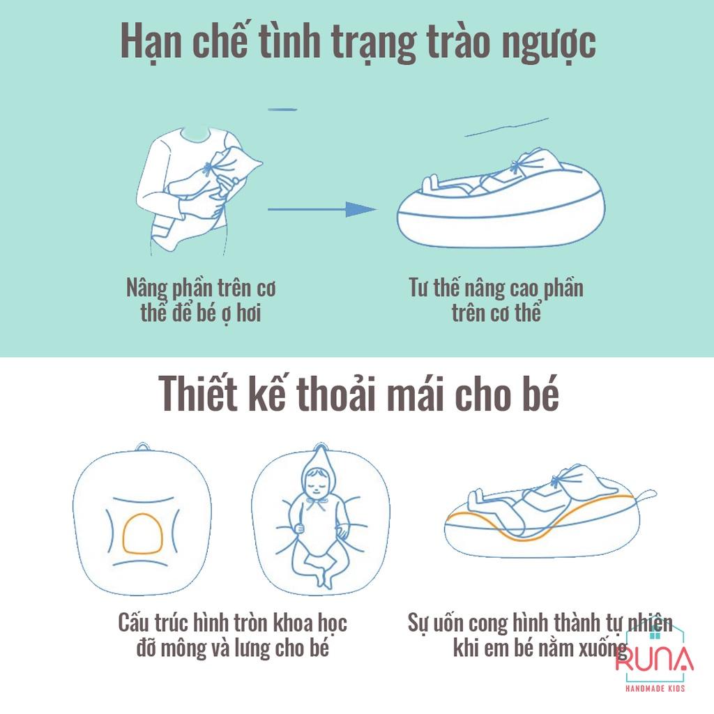 Gối chống trào ngược dạ dày cao cấp cho bé Muslin RUNA KIDS đẹp họa tiết dễ thương an toàn cho bé size lớn 65x70cm