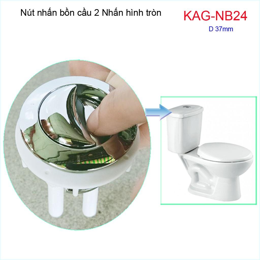 Nút 2 nhấn xả bồn cầu Kaiser, nút nhấn cầu xả 2 nhấn tròn lỗ sứ D3.7-4 cm, nút xả cầu KAG-NB24