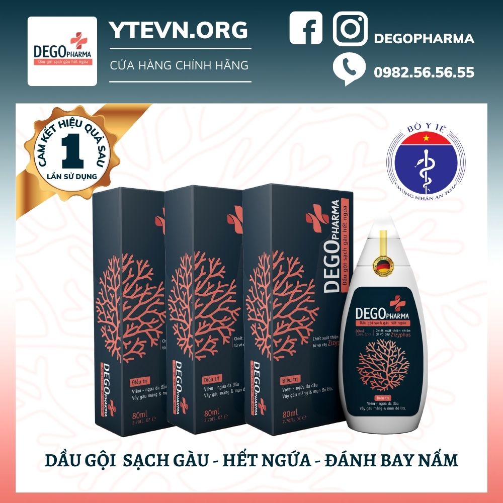 Combo 03 dầu gội sạch gàu hết ngứa Dego Pharma chiết xuất hoàn toàn từ thiên nhiên an toàn với người sử dụng có dung tích 80ml 