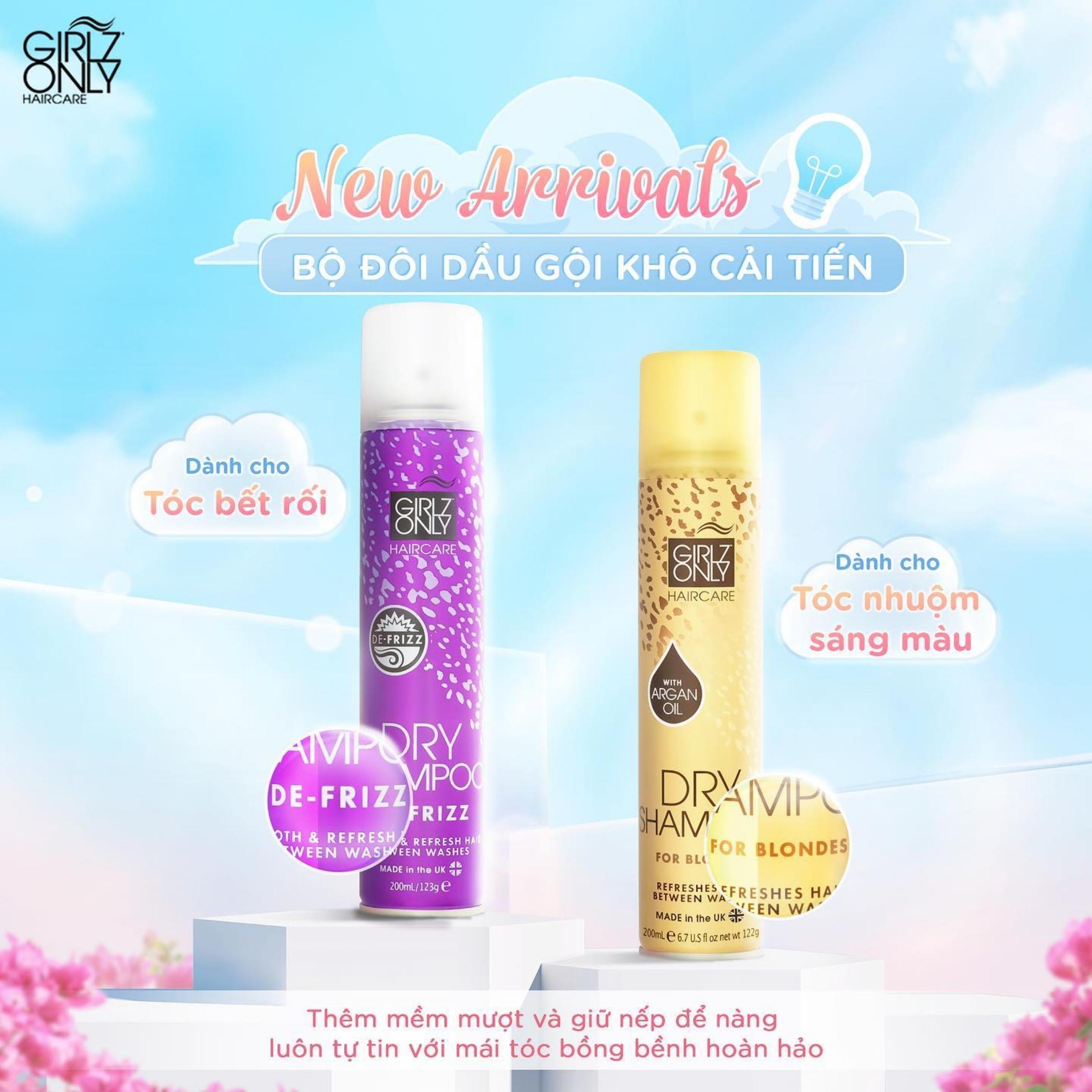 Dầu Gội Khô Girlz Only Xịt Tóc Gội Đầu Khô Dry Shampoo (Vàng) Không Bết Sạch Dầu Bồng Bềnh 200ml/Chai