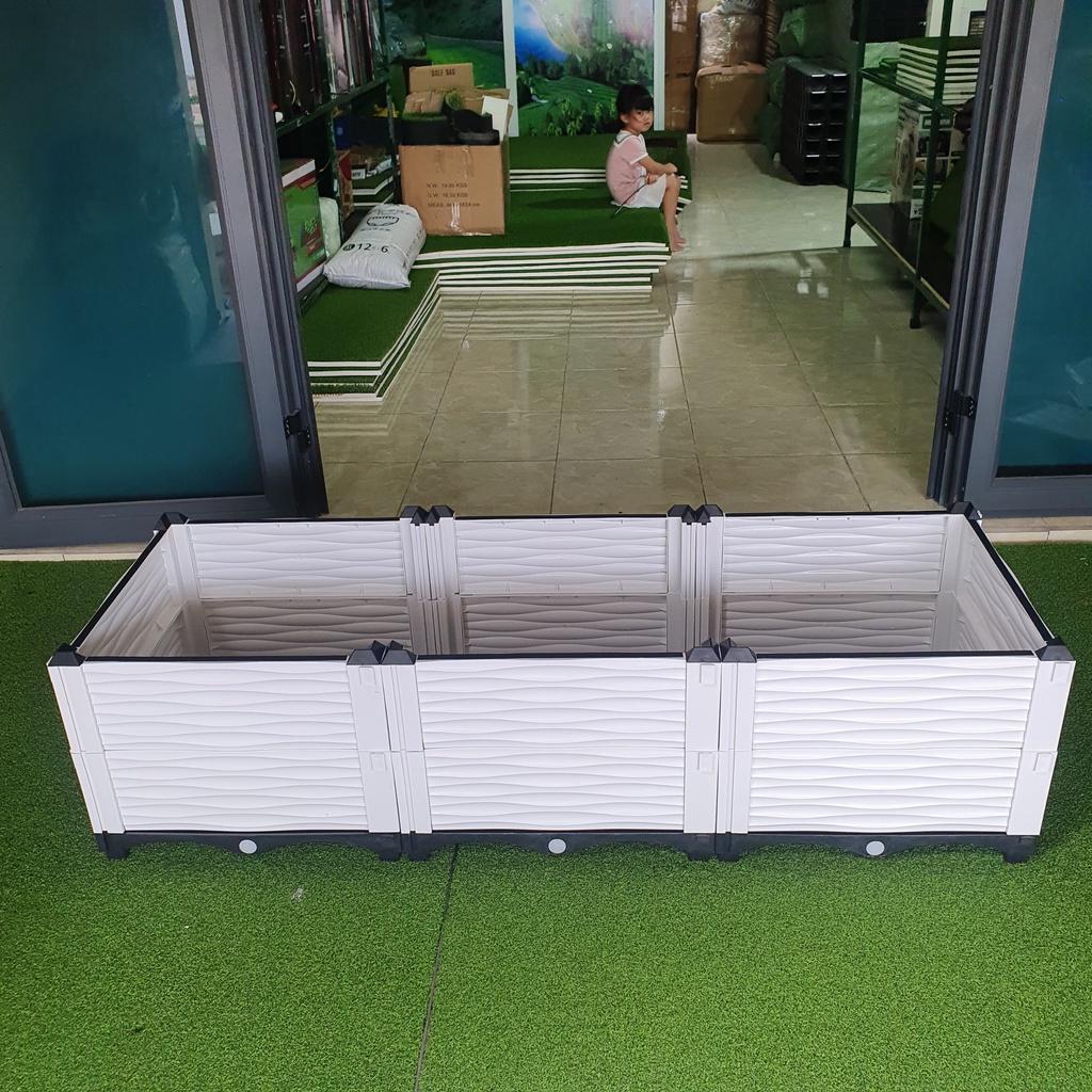 Chậu nhựa lắp ghép.Kích thước 50x150 cao 39 cm.Trồng rau, hoa, cây cảnh.Sang trọng - Thẩm mỹ - Bền hơn 10 năm.Bảo hành 1 năm toàn quốc cơ