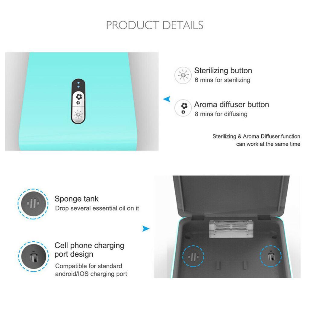 UV Ultraviolet Light Box Case Phone Charger Jewelry Beauty Tools Watches Box