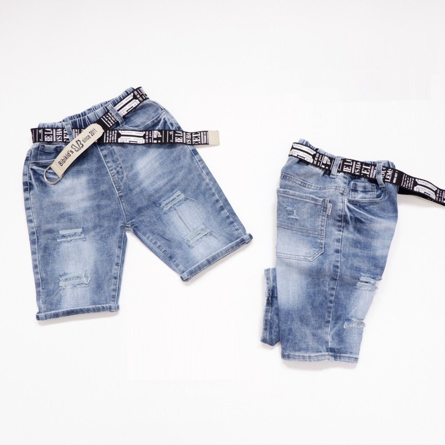 Q00000120 Quần jean lửng kèm nịt cao cấp bé trai, jean co giãn, wax nhẹ từ 6-12 tuổi