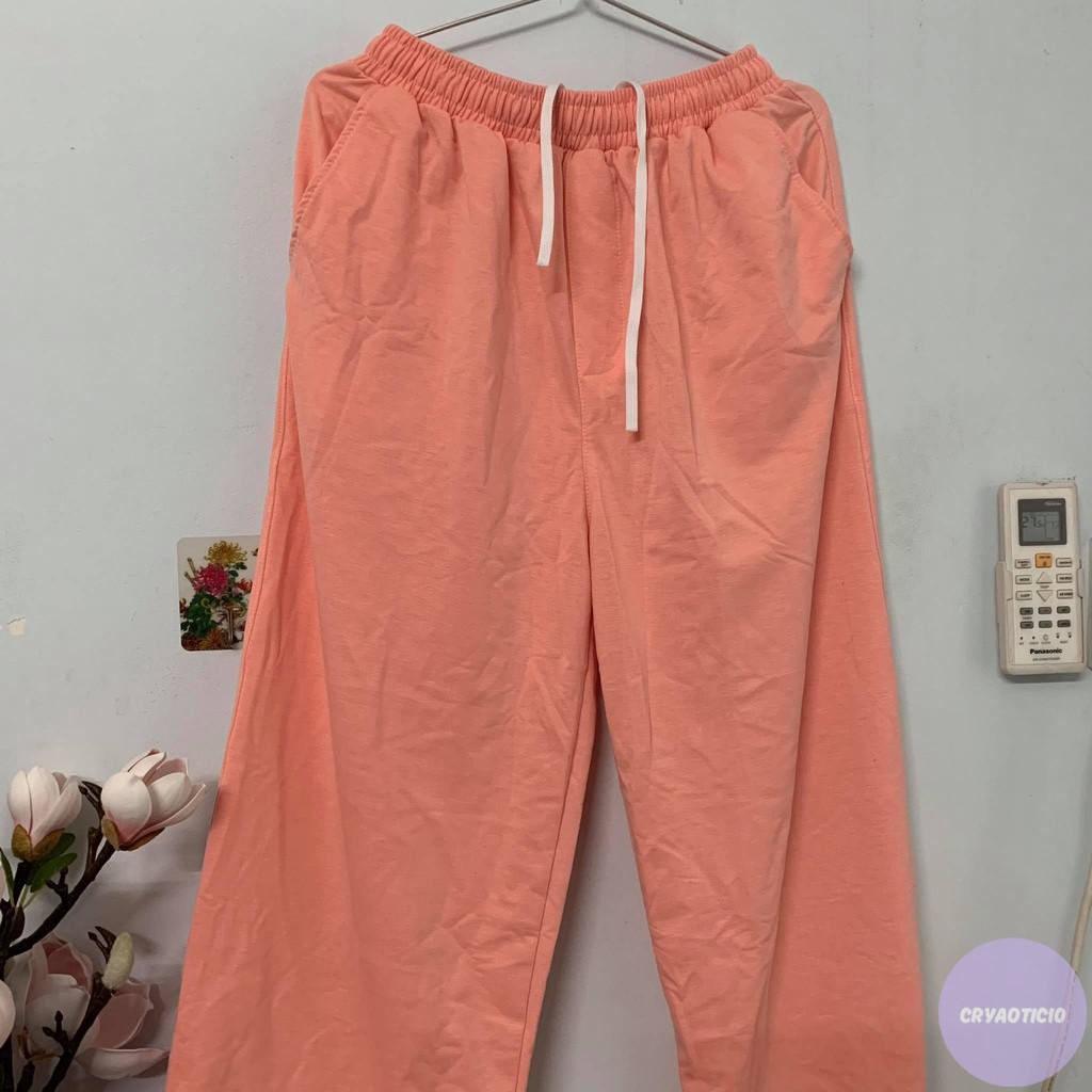 Quần trơn dài ống rộng dây rút basic long pant unisex