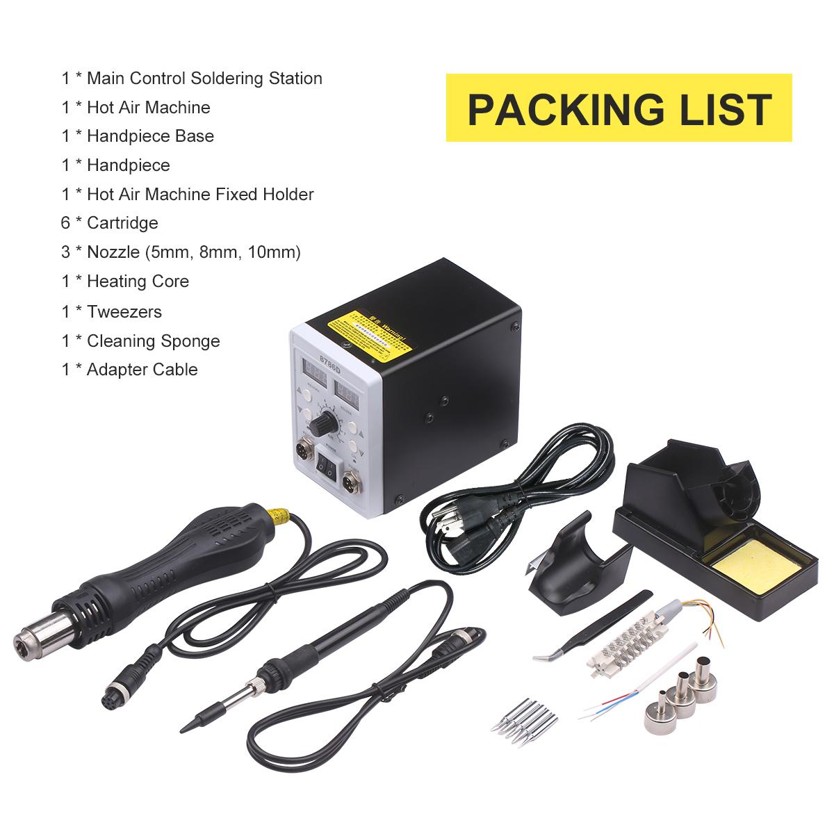 2 in 1 Dual Display Digital Soldering Station Hot Air Machine Soldering Iron Multifunctional Constant Temperature Rework