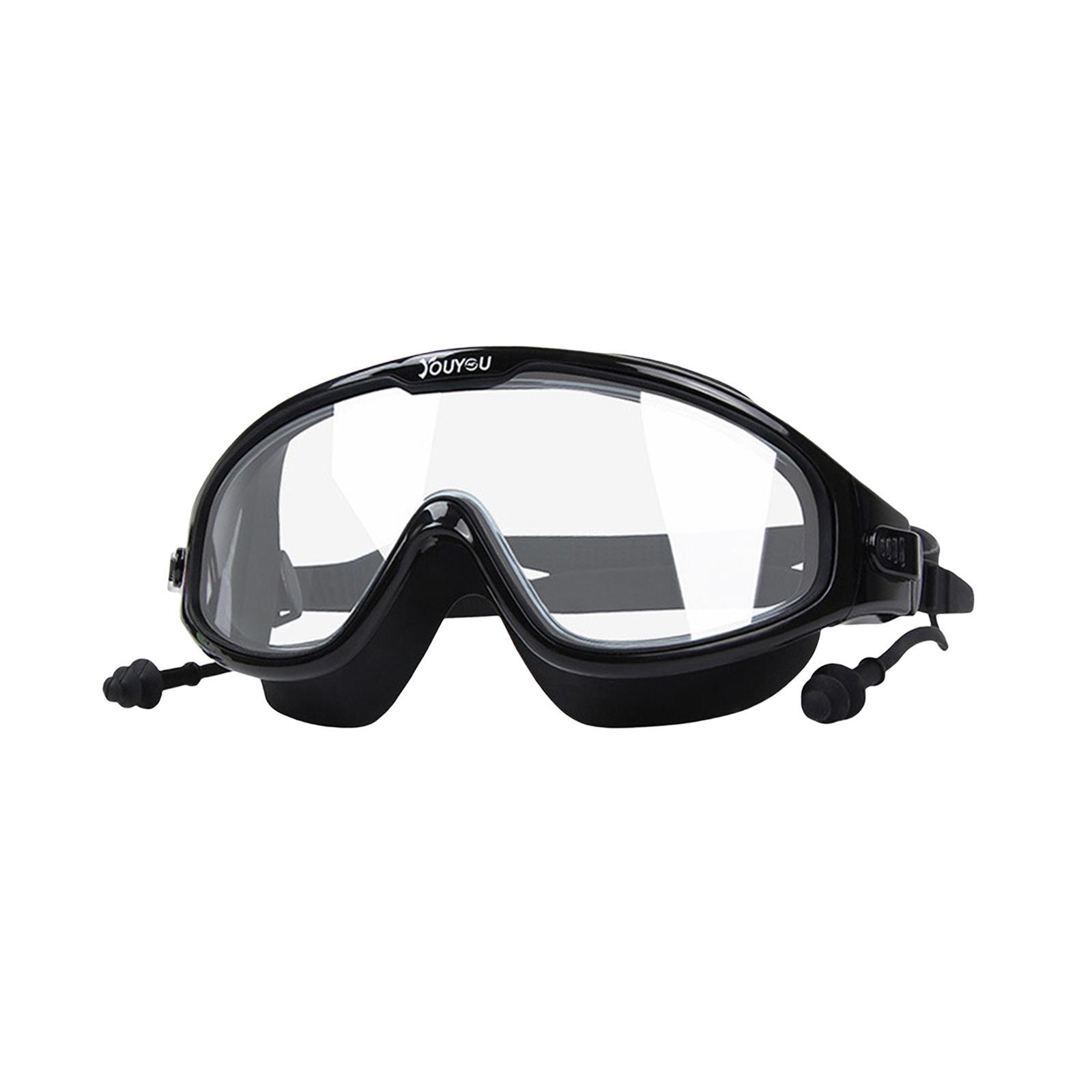 Swimming Goggles for Men Women Adjustable Comfortable Wide View Swim Glasses Large Frame Swim Goggles with Earplugs Waterproof No Leaking