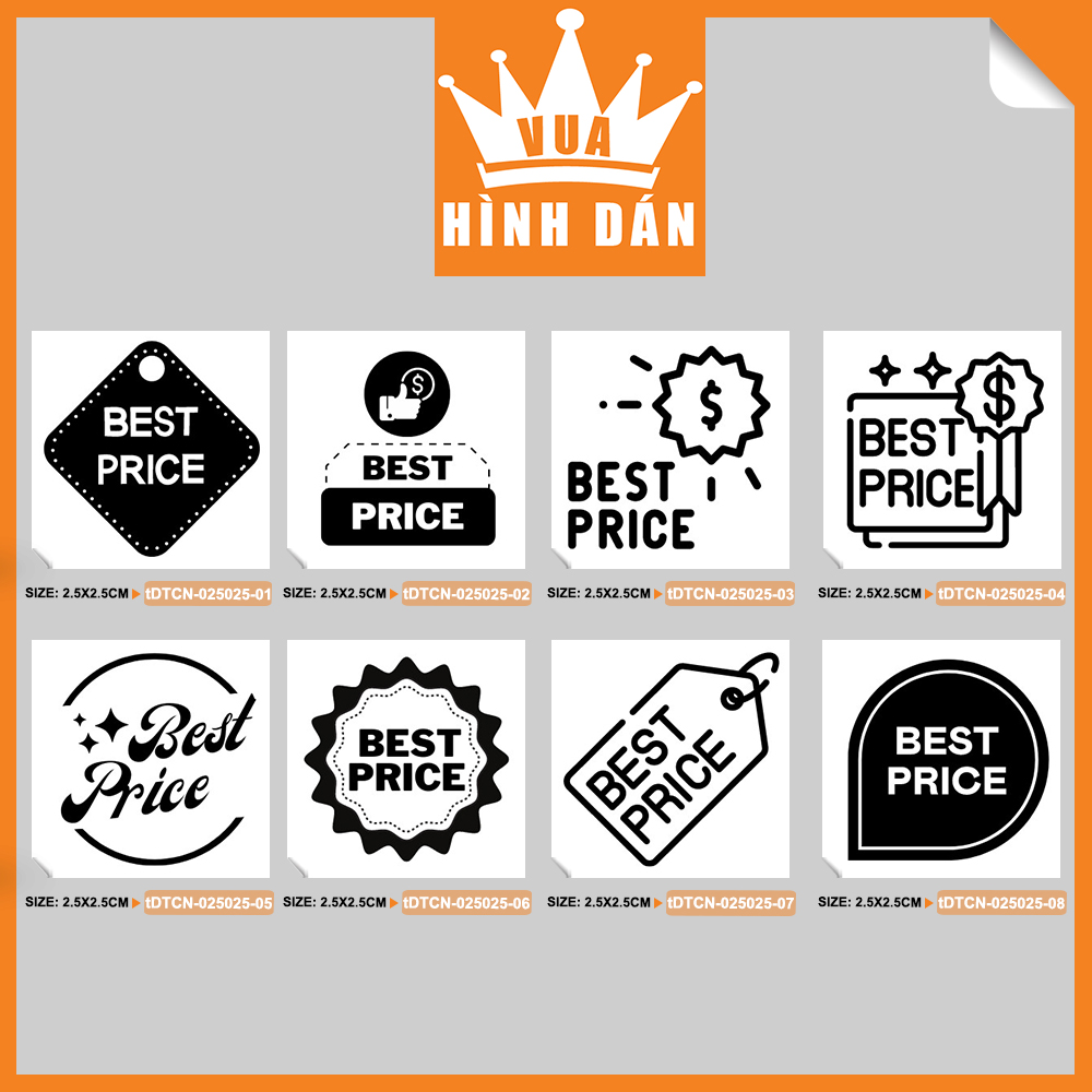 Set 100/500 sticker BEST PRICE (2.5x2.5cm) tem GIÁ TỐT dán lên túi hộp sản phẩm dành cho shop (1.080)