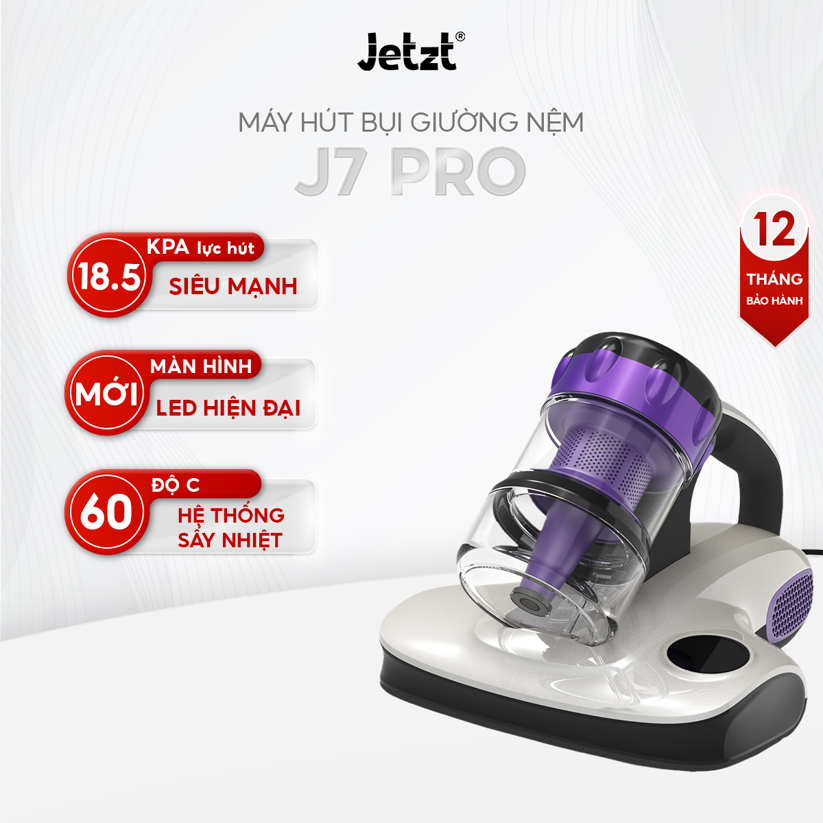 Máy hút bụi giường nệm diệt khuẩn JETZT J7 PRO đa năng, hàng chính hãng
