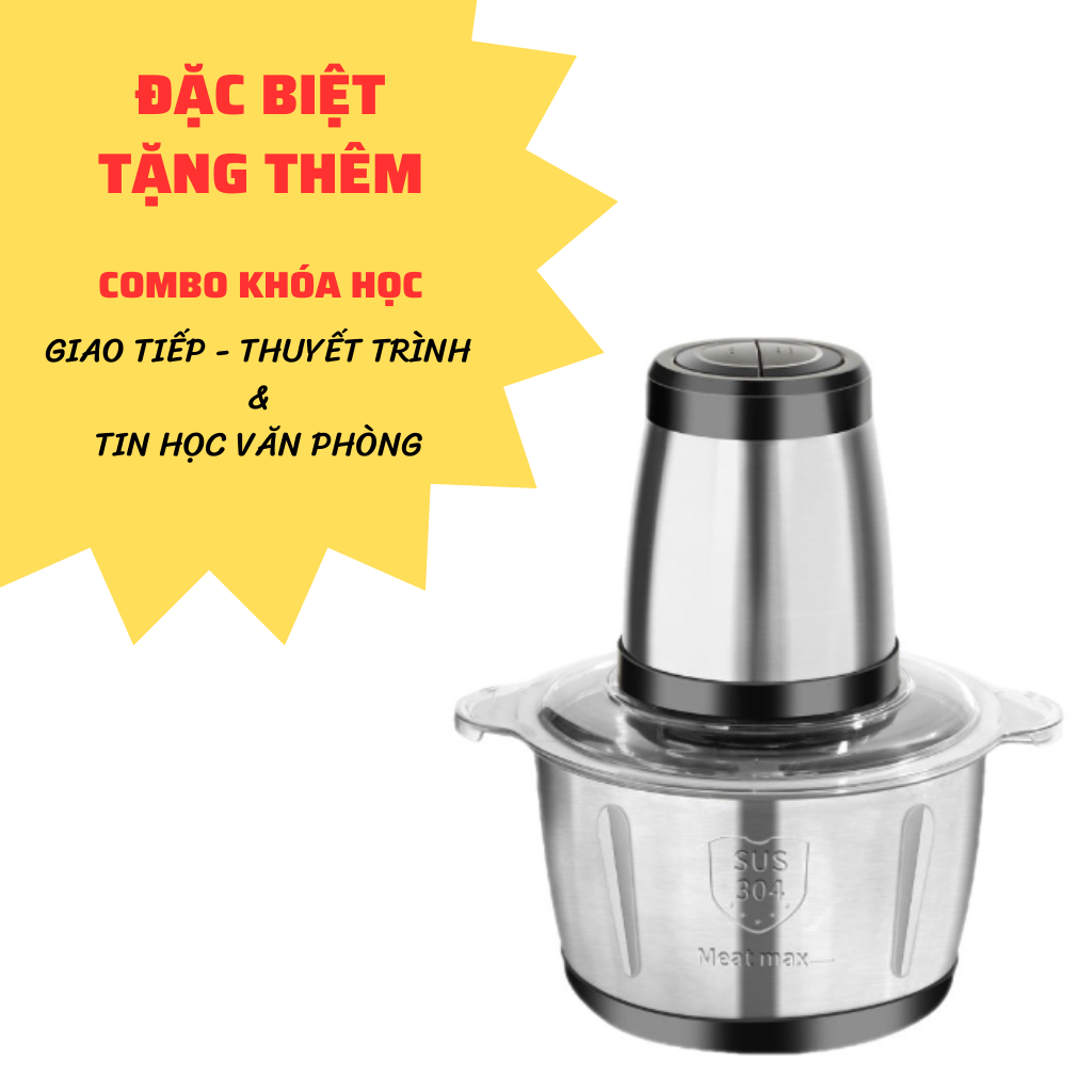 Máy Xay Thực Phẩm Đa Năng, Máy Xay Thịt Công Suất 250W, Cối Inox 304, 4 lưỡi dao sắc bén