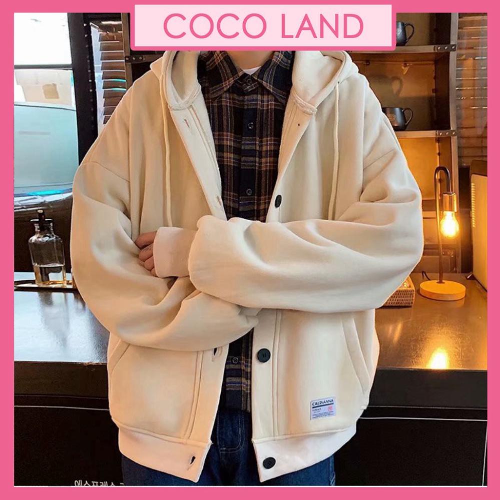 Áo khoác thu đông nam nữ hoodie đính cúc to, áo khoác bomber unisex form rộng 2 túi trước cá tính chất đẹp, thoáng hút m