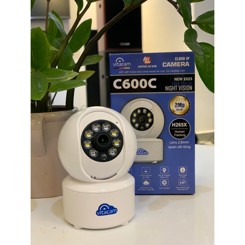 Camera IP Wifi VITACAM C600C - Độ phân giải 2M đàm thoại 2 chiều, Có màu đêm - Hàng chính hãng