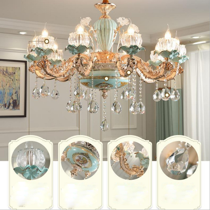 Đèn chùm trang trí 15 tay cao cấp phong cách châu âu hiện đại sang trọng
