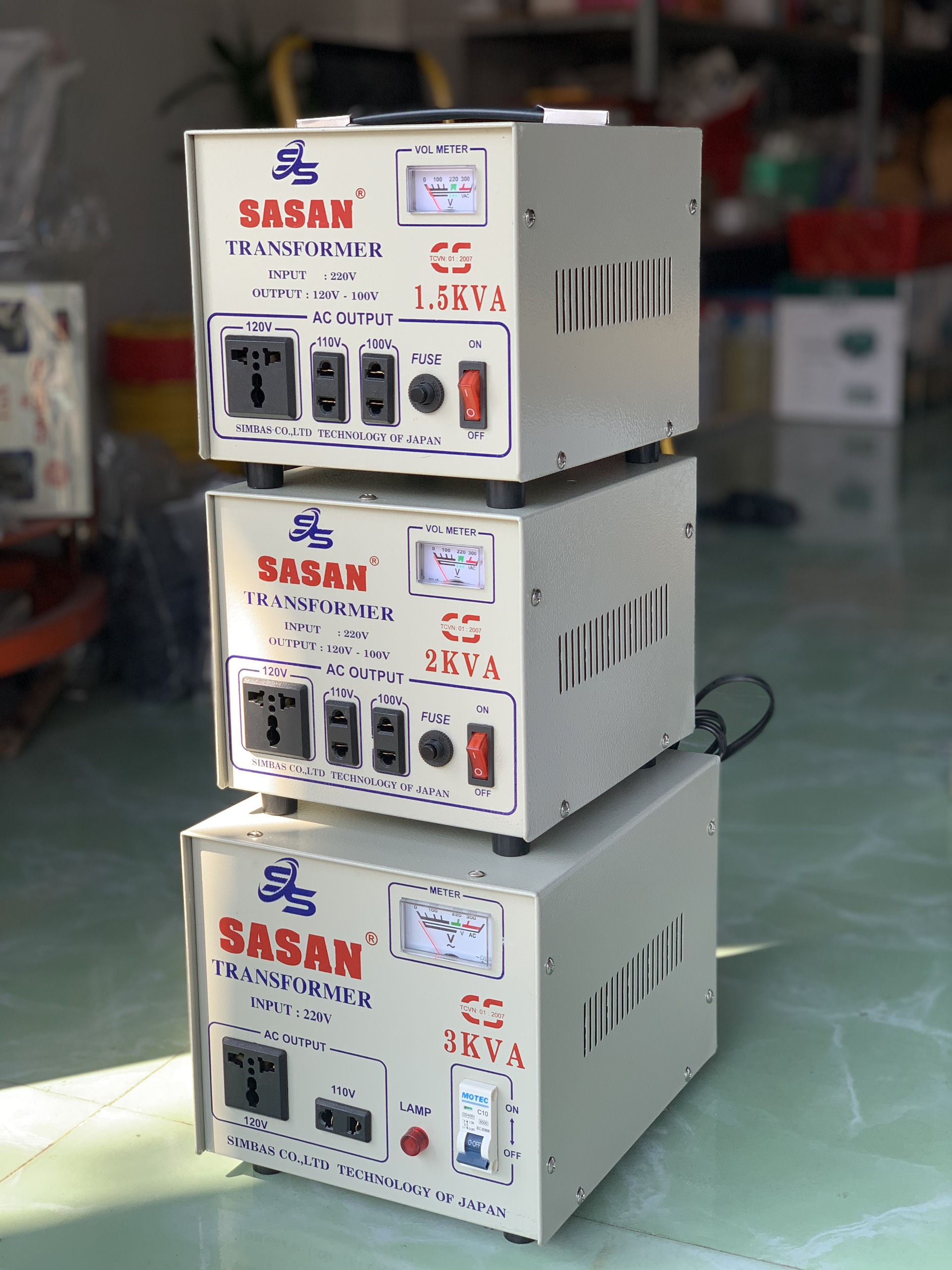 Biến áp, biến thế bộ đổi nguồn 1-1.5-2-3KVA 220v sang 110v - 100v dùng cho máy nội địa