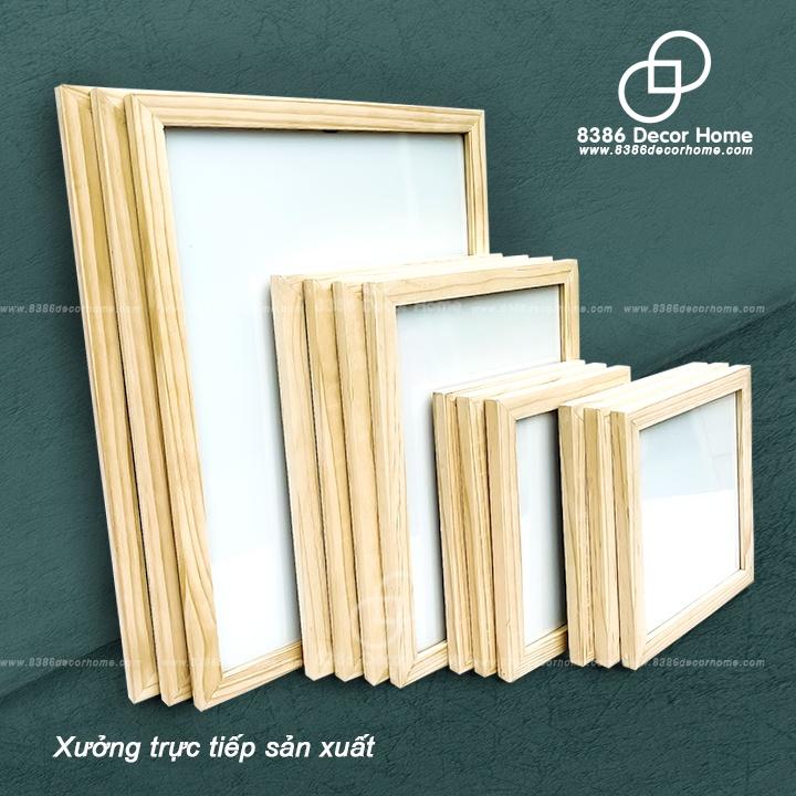 Khung ảnh gỗ thông, 20x20, A3, A4, A5, tặng móc và đinh 3 chân treo không cần khoan tường (1 tấm mica)