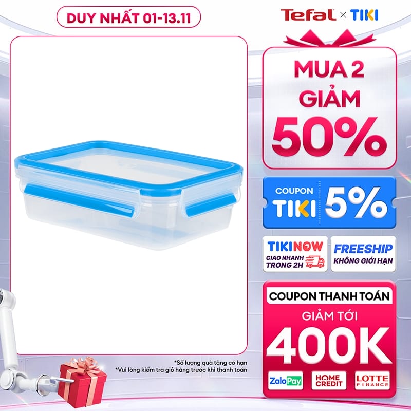 Hộp bảo quản thực phẩm nhựa Tefal Masterseal Fresh 800ml - Hàng chính hãng