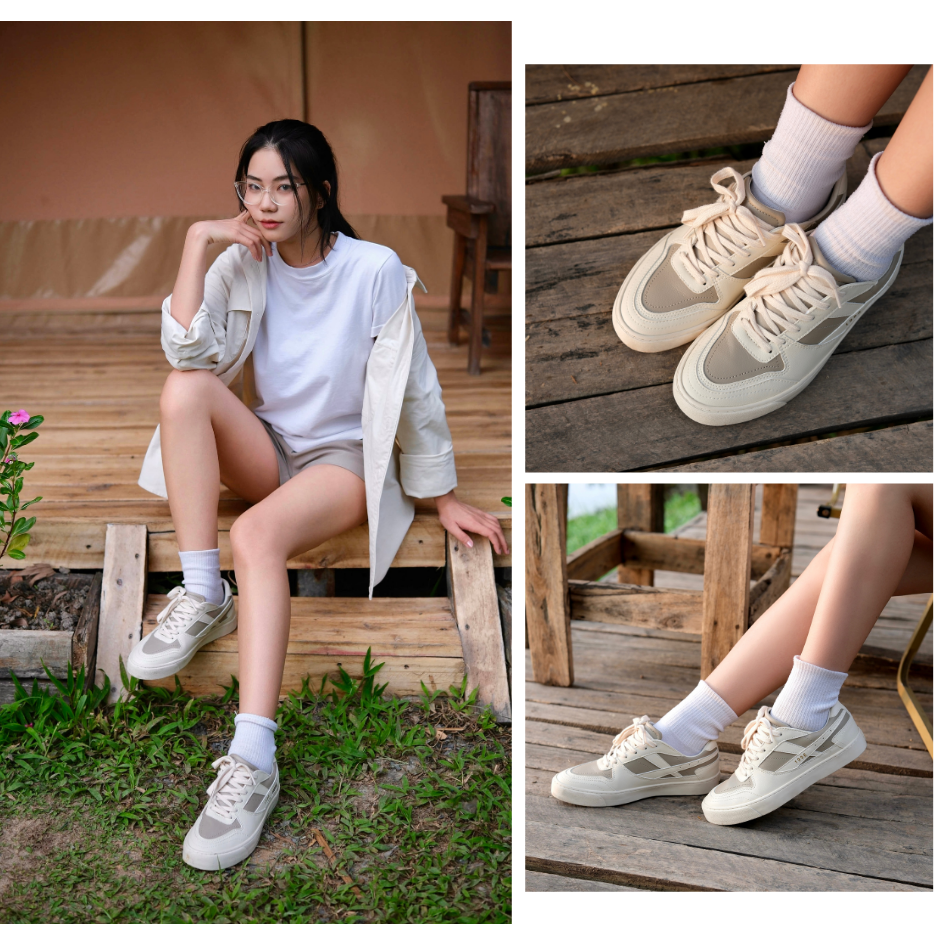New Arrivals | Giày Da Sneaker Nam Nữ DC39 LATTE LOVE DINCOX Shoes Đế Bằng - Microfiber Leather