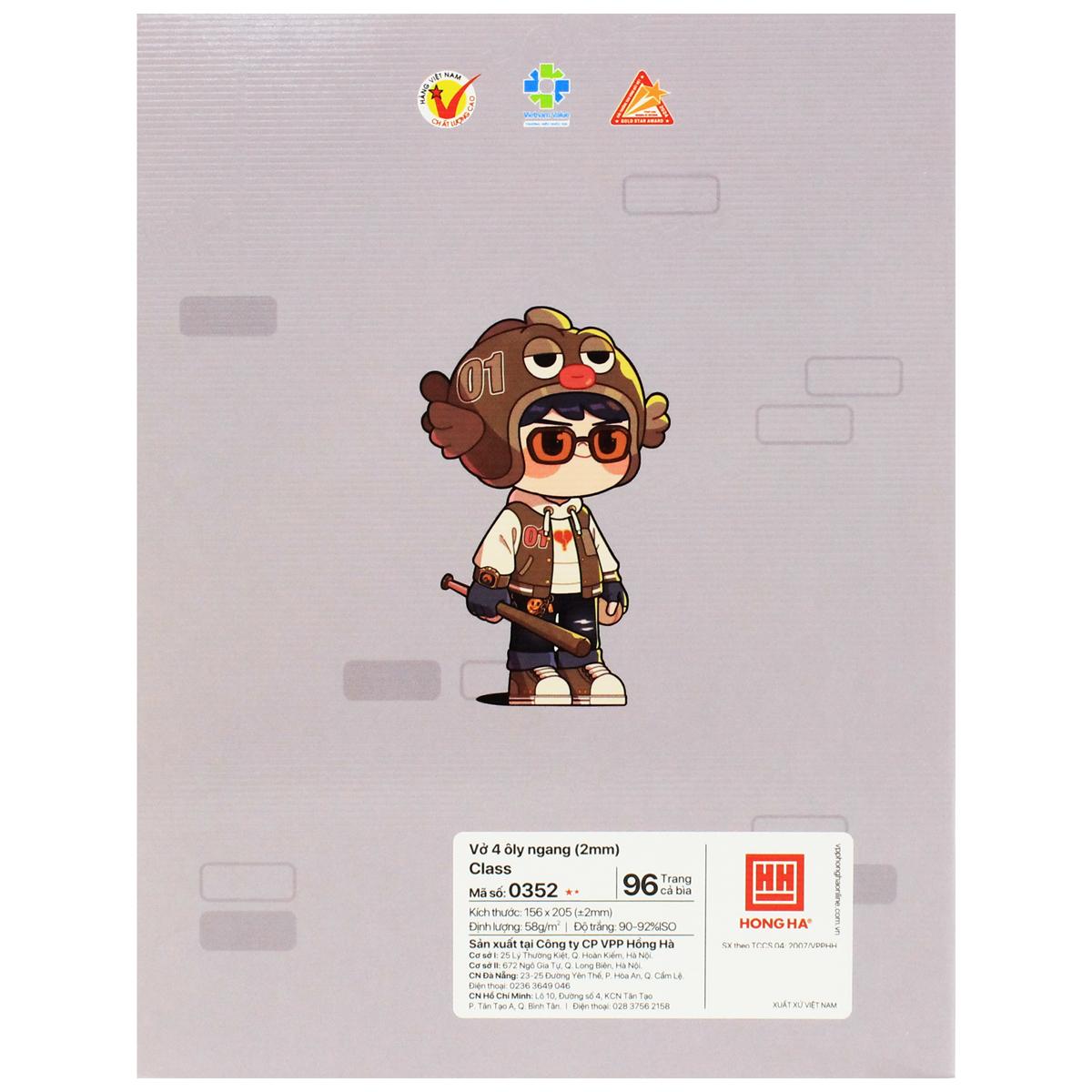 Tập Class Happy Day - 4 Ô Ly Ngang - 96 Trang 58gsm - Hồng Hà 0352 (Mẫu Bìa Giao Ngẫu Nhiên)